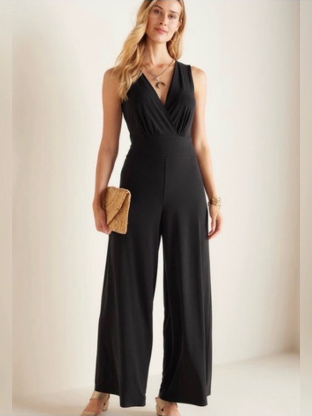 Soft Surroundings Penelope Jumpsuit Wide leg Black Sz M